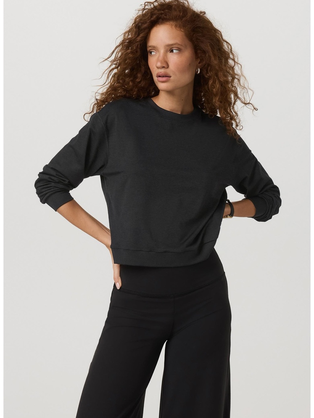 Vuori Womens Halo Modern Sweatshirt Black Heather Size Medium